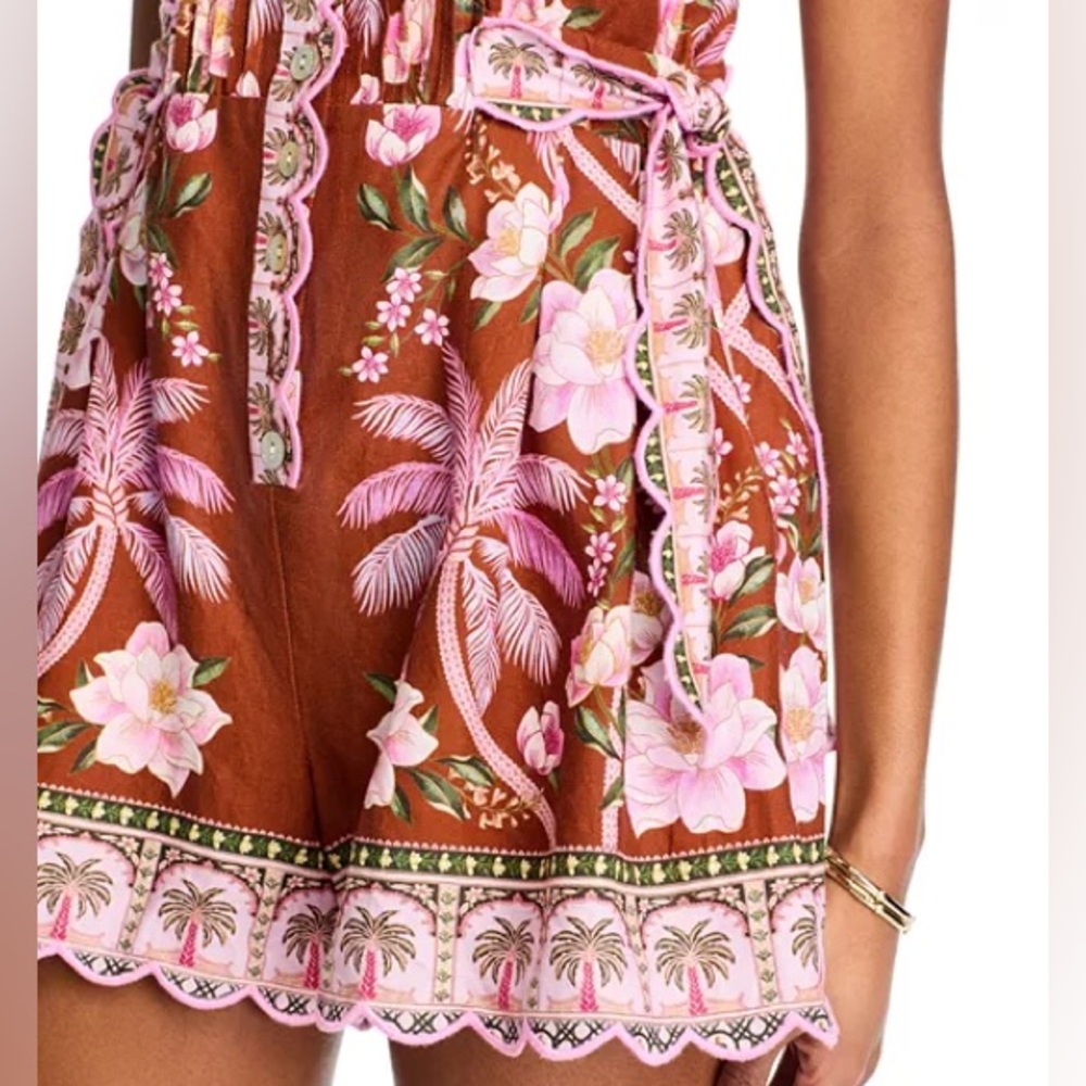 🤎🌴🩷 FARM Rio Palm Dream Pleated Romper - Picture 5 of 7